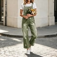 thumbnail image 4 of Ruohan Women's Floral Denim Overalls Adjustable Straps Wide Leg Fringe Hem Jumpsuit, 4 of 6