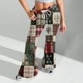 thumbnail image 4 of Women's Fashion Loose Drawstring Waist Christmas Plaid Printed Casual Sports Pants Casual Flared Pants, Comfortable and Stylish Bottoms for Home and Outdoor Wear, Green, 2XL, 4 of 8