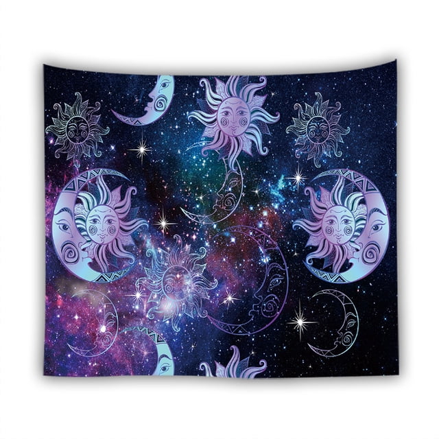 Tapiz estético para pared con forma de sol y luna, 150 x 150 cm, microtela