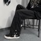 thumbnail image 4 of Pantalones Largos para Hombres Rectos Simples Sueltos Transpirables Elegantes Color Exquisito Jeggings para Hombres para Fiesta Escuela Oficina Negro L, 4 of 8