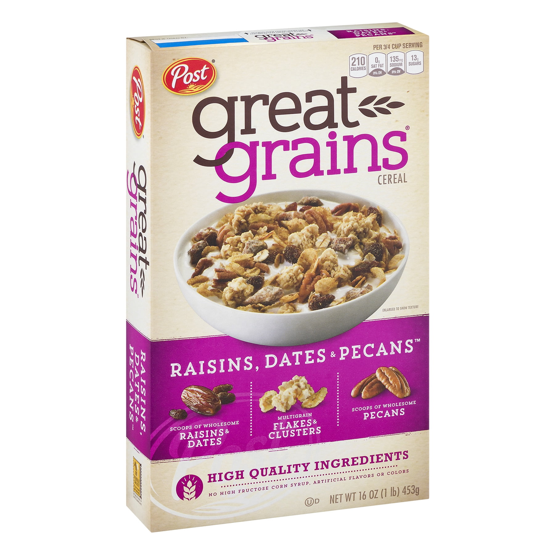 Post Great Grains Breakfast Cereal Raisins Dates Pecans 16 Oz 