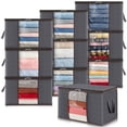 thumbnail image 1 of 10 Piezas 60L Cajas Almacenaje Ropa, Bolsa almacenamiento ropa, Organizador Armario Plegable, Cajas Mudanza, Bolsas con Asa Reforzada para Guardar Ropa, Mantas, Edredones, Gris, 1 of 7
