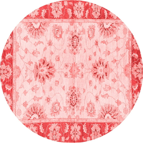 Ahgly Company Indoor Round Oriental Red Traditional Area Rugs, 8' Round