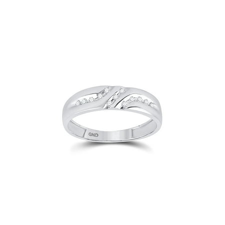 14kt White Gold Mens Round Diamond 5mm Wedding Anniversary Band Ring 1/8 Cttw