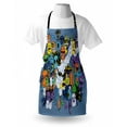 thumbnail image 3 of Indie Apron Group of Funky Monsters Society Different Expressions Abstract Groovy Doodle Style, Unisex Kitchen Bib Apron with Adjustable Neck for Cooking Baking Gardening, Multicolor, by Ambesonne, 3 of 3