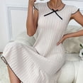 thumbnail image 5 of Feancey Fashion Nightgowns for Women Ribbed Knit Long Nightdress Ruffle Cap Sleeve Sleep Dress Solid Color Casual Loungewear Sales Today Beige L, 5 of 7