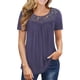 thumbnail image 3 of Sonducket Camiseta de mujer Túnica plisada Top Cuello Manga corta Blusa de encaje de encaje de manga corta Prendas para la parte del cuerpo Púrpura claro XXL, 3 of 5