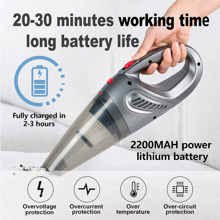 Huepar Portable Car Vacuum, 13000PA Cordless Handheld Car Vacuum Cleaner  Rechargeable with LED Light, 2 Washable HEPA Filter, Deep Detailing  Cleaning