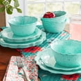 thumbnail image 2 of The Pioneer Woman Juliette 12-Piece Melamine Dinnerware Set, Teal, 2 of 5