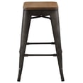 thumbnail image 4 of Counter Stool Chair, Set of 2, Wood, Metal Steel, Brown, Modern Contemporary Urban Design, Bar Pub Cafe Bistro Hotel Restaurant Hospitality, 4 of 4