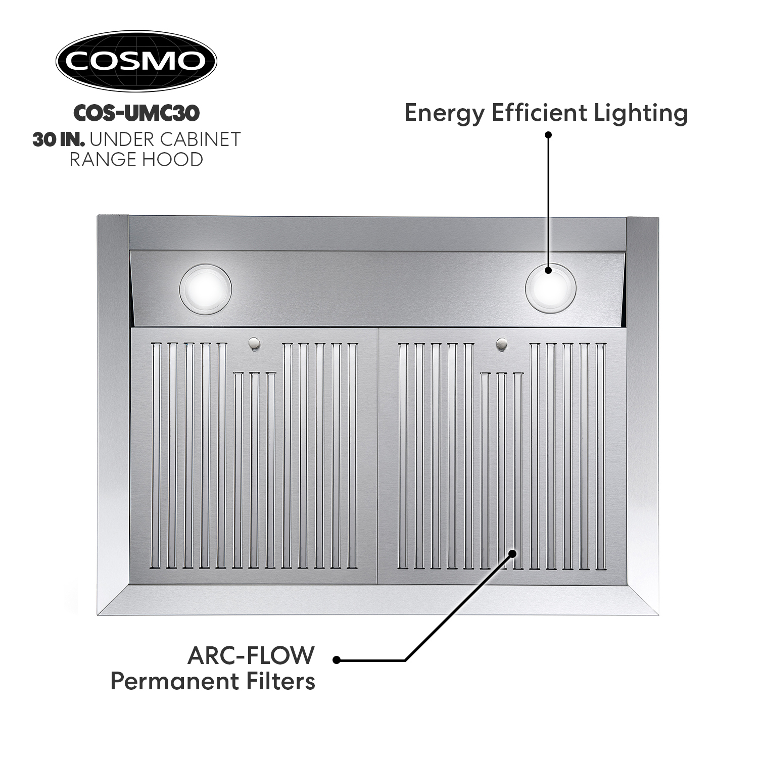 Cosmo - 30 in. Ductless Wall Mount Range Hood in Stainless Steel with –  Appliance Guys