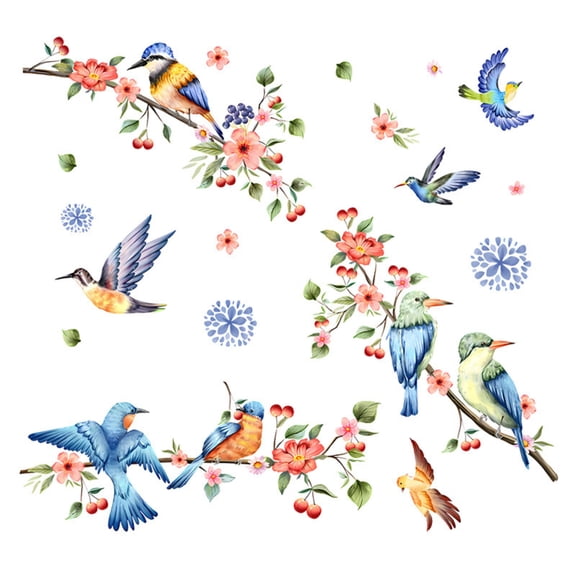 SSNTSY Hummingbird Glass Stickers Spring Window Clings Seasonal Colored Decals for Home Office