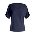 thumbnail image 3 of DHFJKG Women's Basic T Shirts V Neck Short Sleeve Solid Color Tee With Pocket Baggy Streetwear Loose Fit Tunic Summer Casual Daily Wear Versatile Tops, 3 of 3
