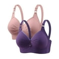 thumbnail image 2 of Women'S Plus Size Wirefree Bra with Gathered Middle Button, Breathable Stretchy Fabric for Everyday Comfort 50, 2 of 7
