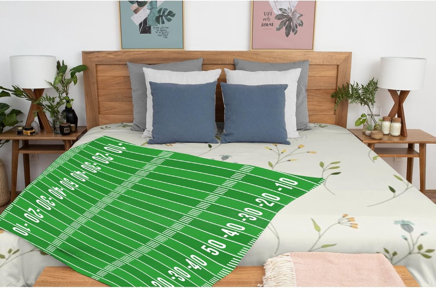 American Football Field Green Blanket Gifts Plush Fuzzy Cozy Soft Lightweight Blankets for Couch Air-Conditioning Quilts Decor Blanket for Chirstmas Birthday 60"x50" for Teens