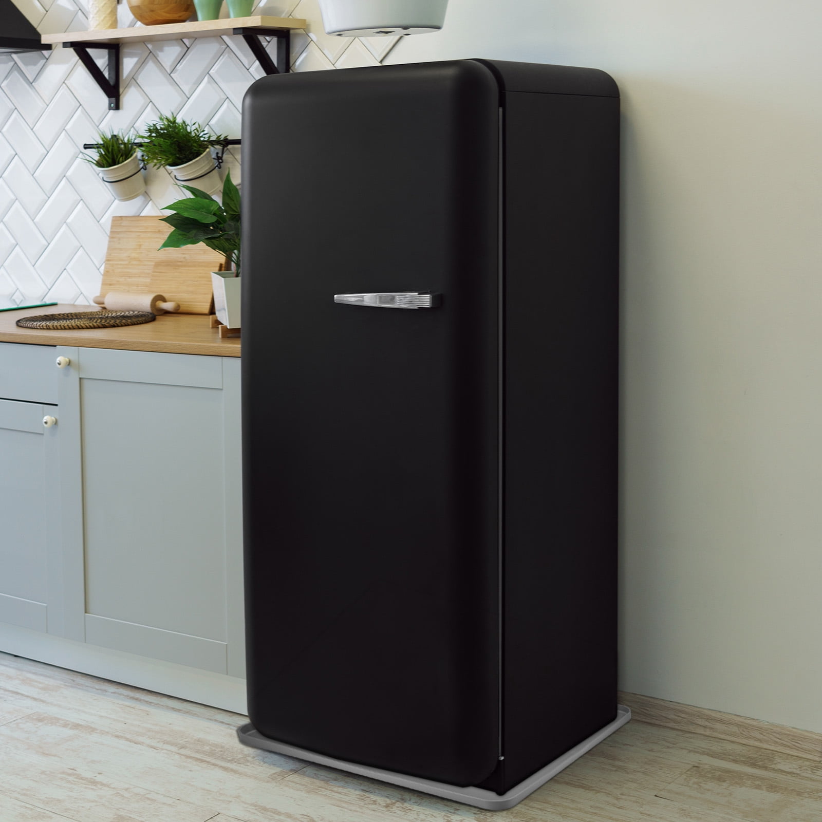 Mini Fridge Silicone Mat with Raised Edges, Refrigerator Floor Protector Mat Mini Fridge Drip Tray, Grey