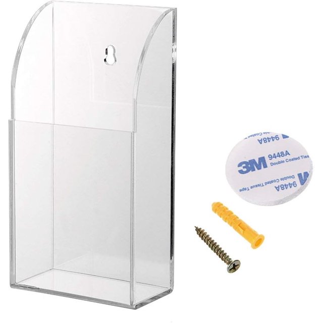 Soporte para control remoto, transparente, para montaje en pared, para mesita de noche, práctico organizador de medios, caja de almacenamiento (tres compartimentos)
