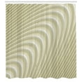 thumbnail image 3 of Modern Decor Shower Curtain, Futuristic Wavy Spherical Disc Band Lines Expanding Drop like Minimalist Print, Fabric Bathroom Set with Hooks, 69W X 84L Inches Extra Long, Eggshell, by Ambesonne, 3 of 3