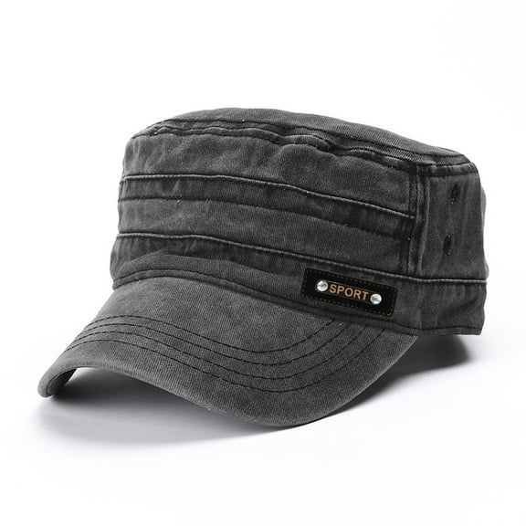 Men Women Cotton Army Cap Cadet Hat Flat Top Adjustable Vintage Flex Fit Baseball Cap