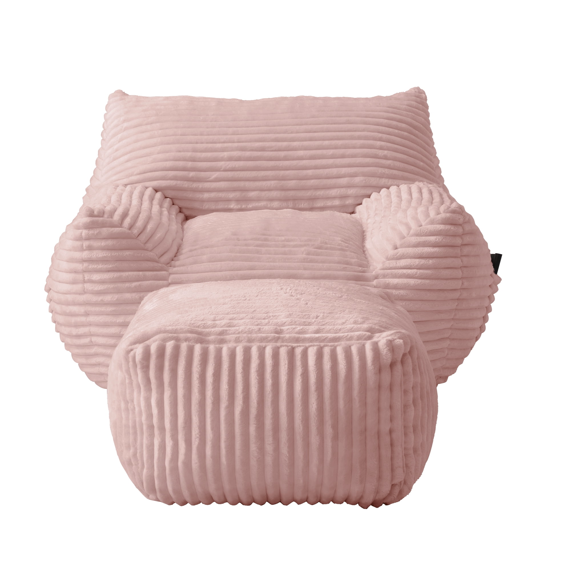 Oversized Adult Bean Bag Chair with Matching Ottoman, High Resilience Shredded Foam Ergonomic Lazy Sofa with Armrests for Gaming Reading, Ideal for Living Room Bedroom Dorm