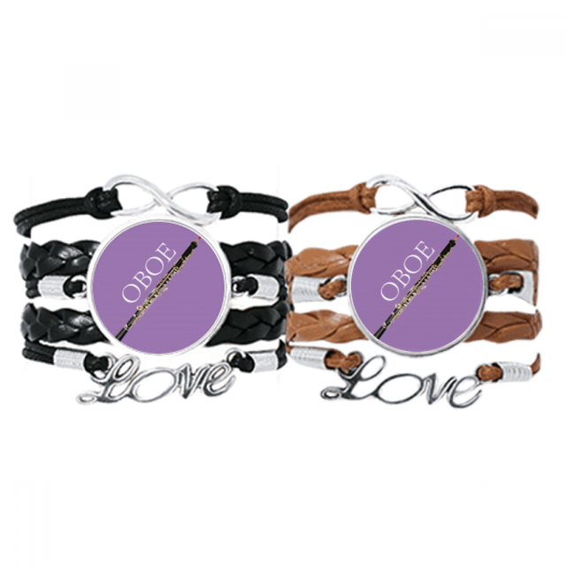 Musique Classique Instrument Hautbois Bracelet Bracelet à Main en Cuir Corde Bracelet Double Ensemble
