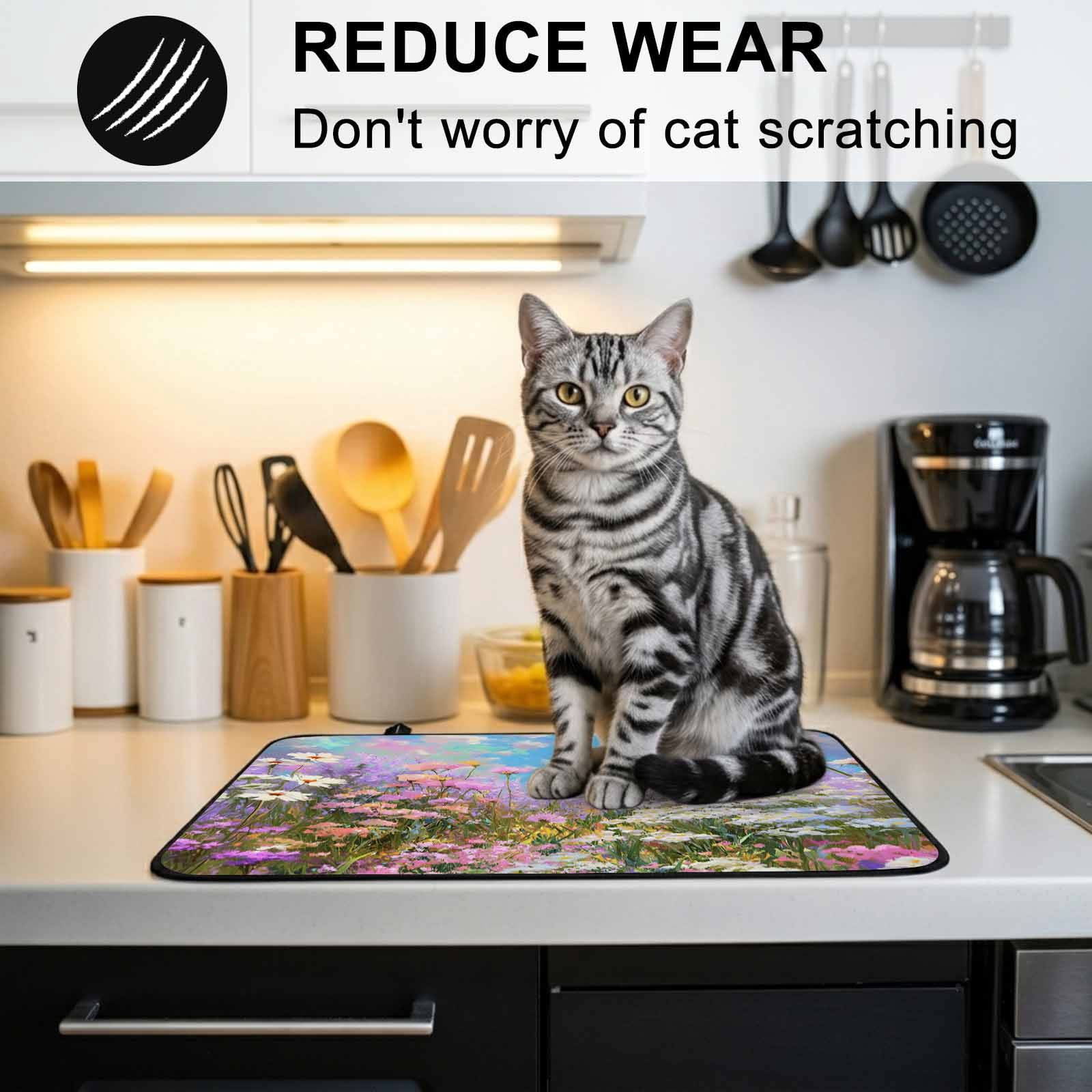 Wildflowers Stove Top Cover for Electric Stove, Heat-proof & Non Slip Glass Top Stove Cover Protector, Spring Country Oil Painting Floral Plant Kitchen Flat Cooktop Rubber Mat 28.5x20.5 Inches