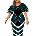 thumbnail image 4 of FASHIONWT Women Plus Size Elegant Print Bridesmaid Midi Evening Party Formal Dress, 4 of 4