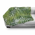 thumbnail image 3 of Plant Soft Flannel Fleece Throw Blanket, Watercolor Tropical Palm Leaves Colorful Illustration Natural Feelings, Cozy Plush for Indoor and Outdoor Use, 50" x 70", Fern Green Lime Green, by Ambesonne, 3 of 6