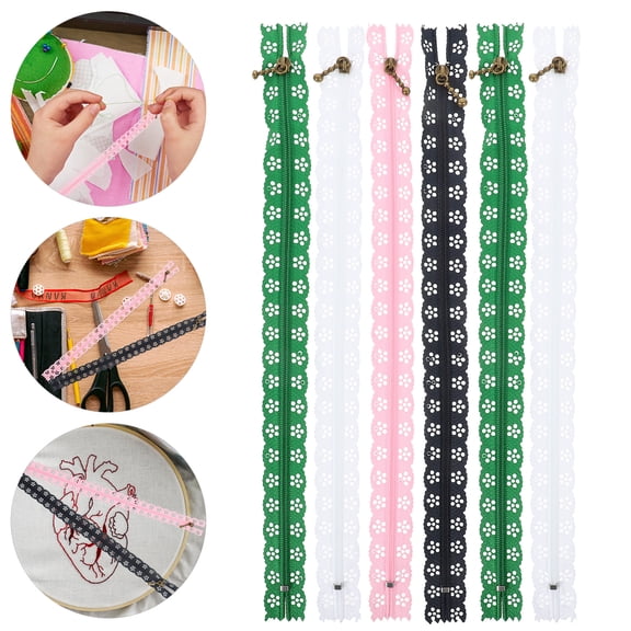 KONTONTY Lace Zipper Assorted Color Nylon DIY Sewing Material for Crafts and Clothing 30Pcs