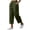 Army Green, variant on Women's Casual Loose Fit Capri Pants Solid Color Drawstring Elastic Waist Wide Leg Pants with Pockets for Summer Daily Wear