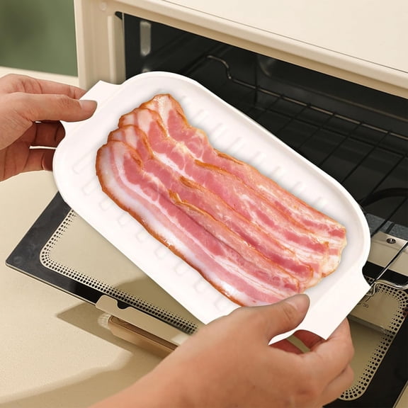 Square Silicone Bacon Plate Kitchenware Microwave Pot With Lid Microwave Rack Tray For Oven Baking trays & trays