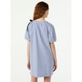 thumbnail image 3 of Free Assembly Women's Tie Neck Blouson Dress with Short Sleeves, 3 of 5