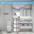 thumbnail image 6 of stusgo Toilet Paper Holder Free Standing, Portable Stainless Steel Toilet Paper Roll Storage Rack, Toilet Paper Roll Dispenser with Top Storage Shelf for Bathroom (Bronze), 6 of 7