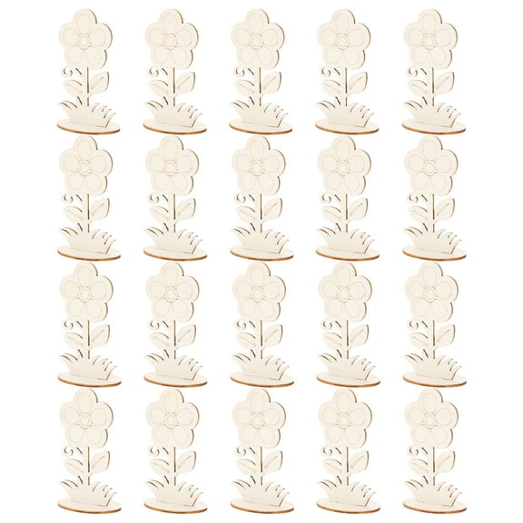 20 pcs Unfinished Wooden Flowers DIY Blank Wood Flowers Wooden 3D Flower Decoration