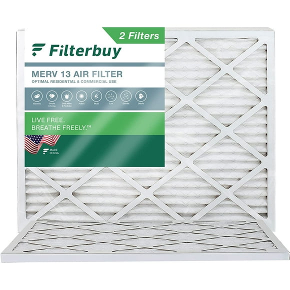 Filterbuy 20x25x1 MERV 13 Pleated HVAC AC Furnace Air Filters (2-Pack)