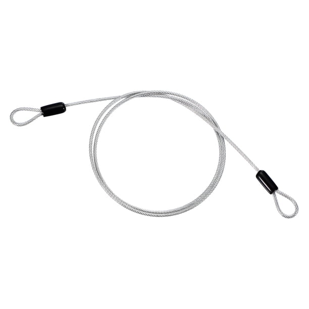 Cable de acero inoxidable recubierto de vinilo Uxcell con lazo, cadena de seguridad de alambre flexible para iluminación exterior 1/8" 3.3ft transparente