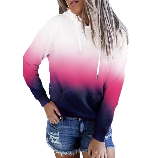 Rbaofujie Chandails d'Automne Mode Femme Manches Longues Imprimé Hoody Blouse Chandails Amples Hauts Rouges Chandails à Capuche et Chandails pour Femmes