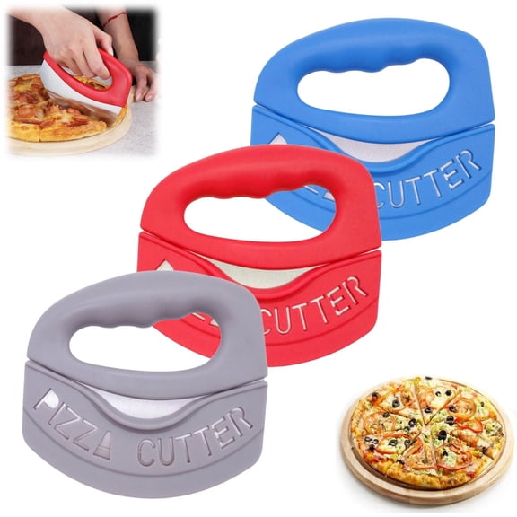 Premium Pizza Cutter Food Chopper-Super Sharp Stainless Steel Pizza Cutters Rocker/Slicer/Blade/Knife with Cover Multi Function Kitchen Tools,Dishwasher Safe