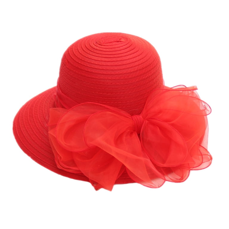 Organza Bowler Cloche Hat with Bowknot for Wedding Church Derby Walbest Ladies Organza Derby Bowler Cap Church Cloche Hat  main image 4