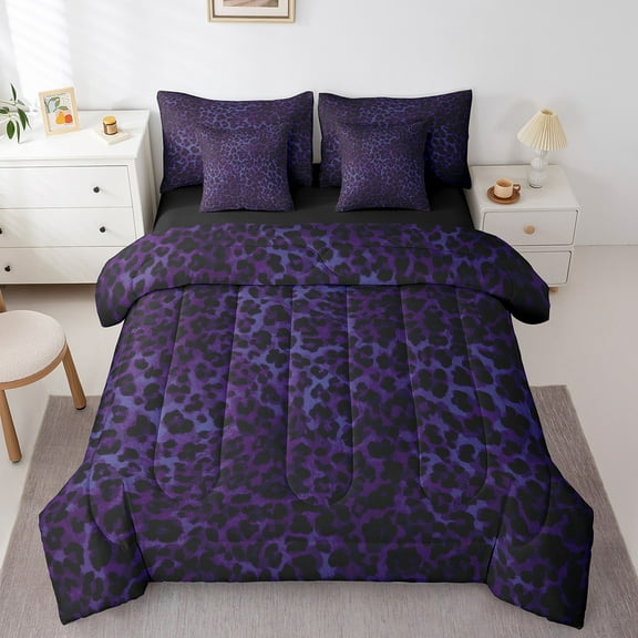 Erosebridal Leopard Print Bedding Sets Twin Size, Wildlife Cheetah Comforter Sets with Sheets, Modern Fashion Reversible Bedding Twin Size, Lightweight Room Decor, 7-Piece