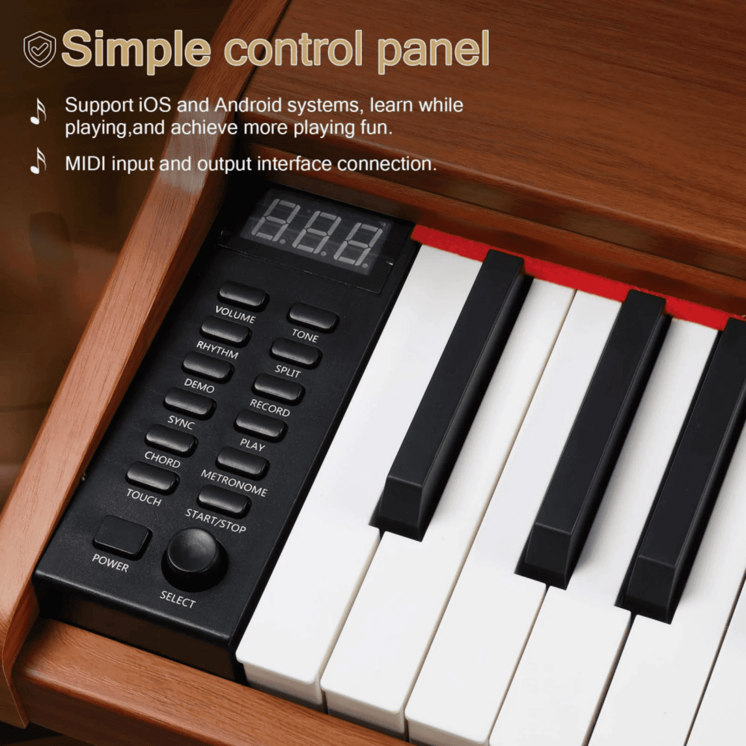 Hassch 88 Key Digital Piano, Beginners Semi-Weighted Keyboard with Headphone, MIDI Bluetooth and Triple Pedals, Walnut