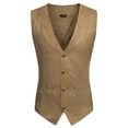 thumbnail image 3 of COOFANDY Men's Suede Leather Suit Jacket - Slim Fit Western Vest Waistcoat, 3 of 5