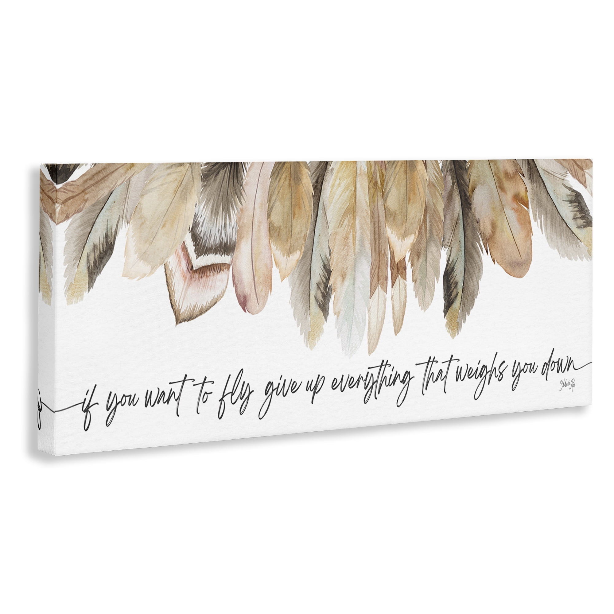 Stupell Industries If You Want To Fly Typography Painting Gallery Wrapped Canvas Art Print Wall Art, 30 x 13