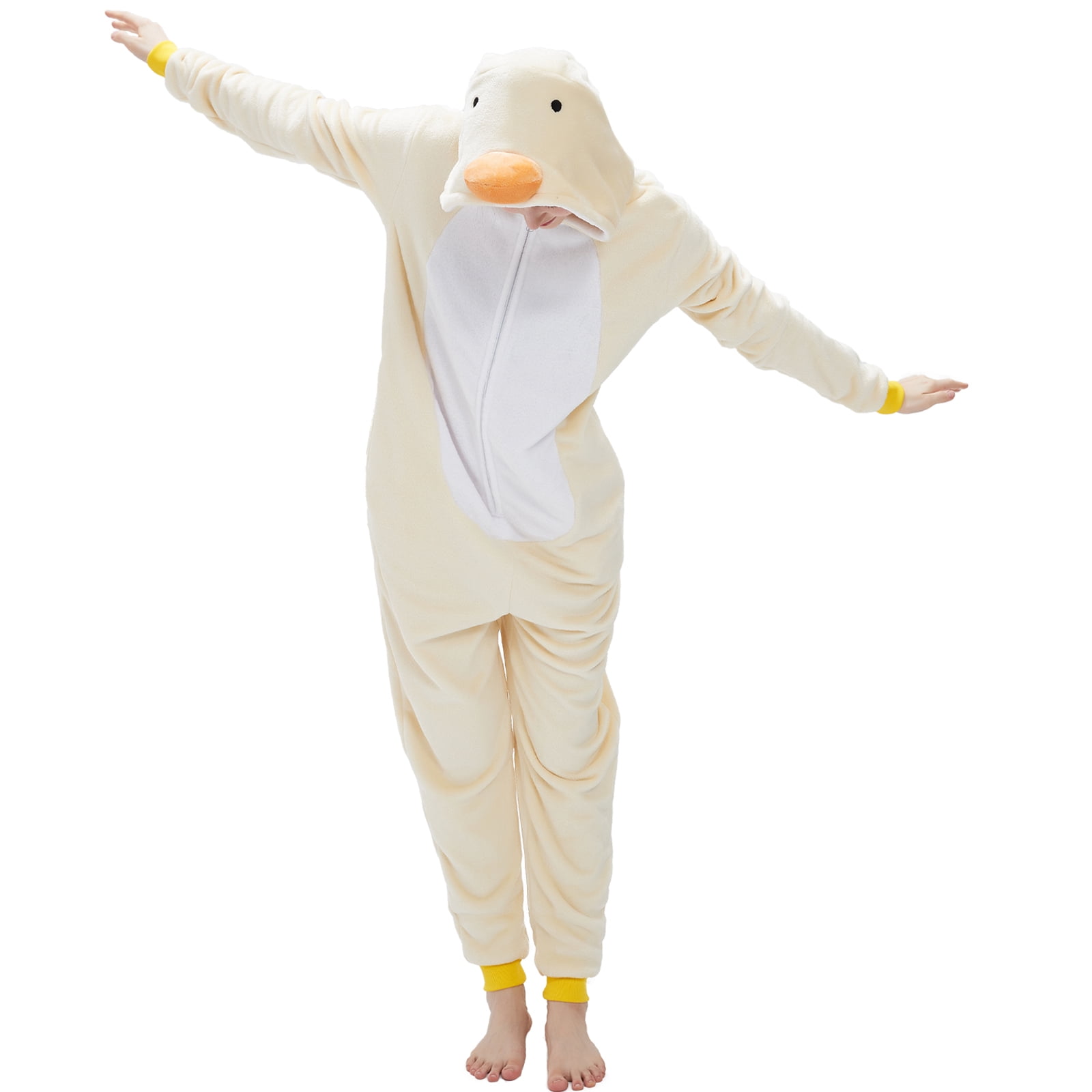 SWEETXIN Adult Halloween One-Piece Pajamas Duck Cosplay Costume Suit for Women and Men SizeL