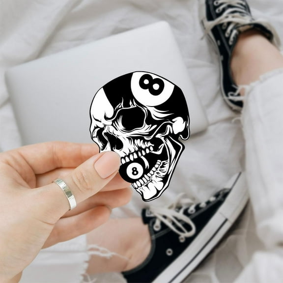 Billiard Sticker, 8 Ball Skull Decals, Cool 8 Ball Decal, Pool Stickers and Decals, Billiards 8 Ball Black Sticker Bumper - Stickers for Laptop Water Bottle Phone Car Window Helmet 3 Inches (3x3inch)