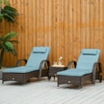 thumbnail image 2 of Outsunny Pool Furniture, 2 Lounge Chairs & Table, Wheels, Cushioned, Blue, 2 of 8