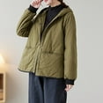 thumbnail image 7 of Wensltd Women's Padded Jacket Solid Color Hooded Versatile Cotton Winter Warm Daily Outdoor Thickened Coat, 7 of 7