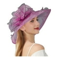 thumbnail image 3 of LRen Tea Party Hat Elegant Women's Wide Brim Sun Hat for Beach Wedding Bridal Shower and Summer Outdoor Occasions Hot Pink, 3 of 5