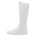 thumbnail image 3 of ANUFER Girls Womens Fashion Knee High Lace-Up Canvas Boots Pure White Zip Dance Boots SN811 US7, 3 of 7