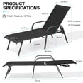 thumbnail image 5 of Crestlive Products Adjustable Steel Chaise Lounge Chair, 6‑Position Recliner with Rust-Resistant Frame (Black), 5 of 8